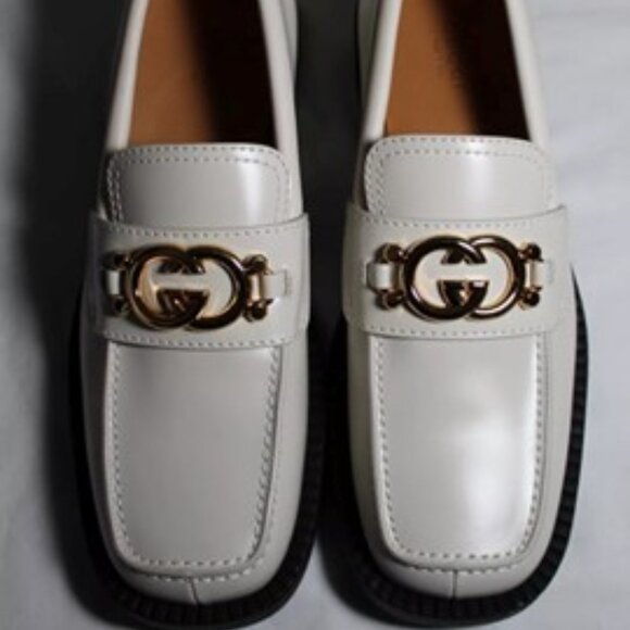 Gucci Mystic White Interlocking GG Loafer Loafers Flats Leather 41 - Picture 1 of 8